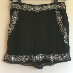 NWOT Black Crystal Beaded Shorts